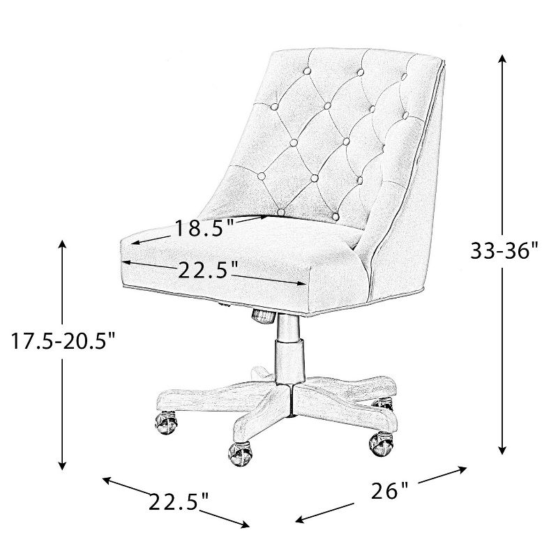 Modern Office Chair with Tufted Back, Adjustable Height, Armchair Upholstered, Study Seat Computer Task for Makeup Room, Living Room-The Pop Home, 3 of 9