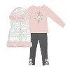 Little Lass Infant Girls' 3 Piece Puffer Vest Set, Ivory/Potpourri - 2 of 4