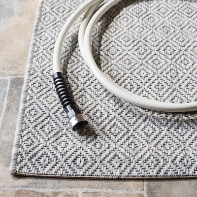 Elegant Gray Synthetic 9' x 12' Easy-Care Rectangular Area Rug
