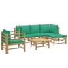 vidaXL Bamboo Patio Furniture Set - 6 Piece Sectional Sofa with Green Cushions and Rectangular Table - Outdoor/Garden Lounge - 3 of 4
