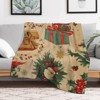 FIONECA Christmas Poinsettia Gift Box And Santa Claus Pattern Warm Fleece Blanket Holiday Decorative Cozy Throw Blanket 40x50 inches - 3 of 4