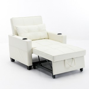 Futon Convertible Pull-Out Armchair Bed with 3-in-1 Function, USB Ports, Adjustable Backrest and Built-in Cup Holders - 1 of 4