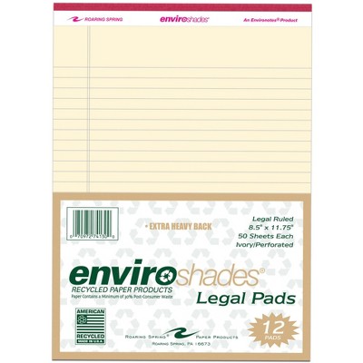 Enviroshades Legal Pads, 8-1/2 x 11 Inches, Ivory, 50 Sheets, Pack of 12