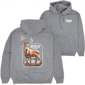 Mens Busch Light Mountain Side Deer Front and Back Print Pull-Over Hoodie - 1 of 4