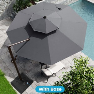 Crestlive Products 11.5FT Round Double Top Patio Offset Cantilever Umbrella With Base Set UV30+ Outdoor 360 Degree Rotation 7 Heights Adjustable - 1 of 4