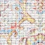 cream, peach, light blue, yellow, brick red, lime green