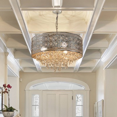 Brielle 26'' Polished Nickel Floral Crystal Medallion Chandelier