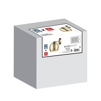 Matte Brass Plug-In Wall Sconce with Round Shade