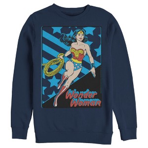 Men's Justice League Stars And Stripes Poster Sweatshirt - 1 of 3