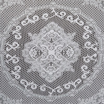 Elegant White Lace Round Fabric Tablecloth with Floral Pattern, 59 Inches