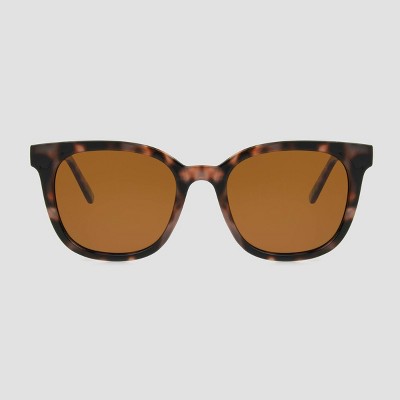 Women's Tortoise Shell Print Surfer Shade Sunglasses with Polarized Lenses - A New Day™ Brown