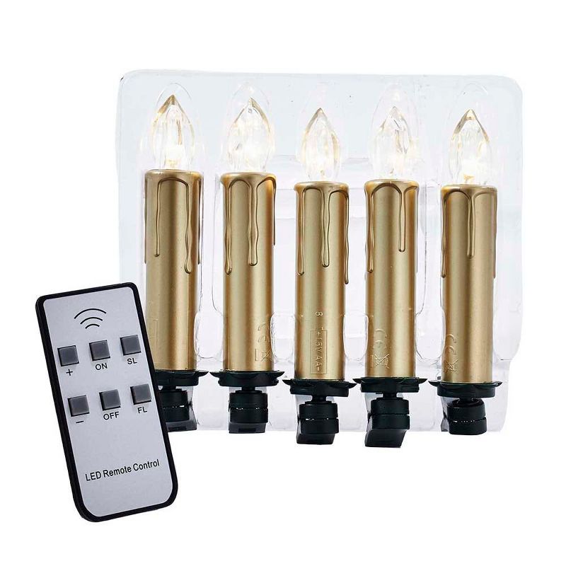 Kurt Adler Battery-Operated Taper LED Candle with Clips, 5 Piece Set, 1 of 4