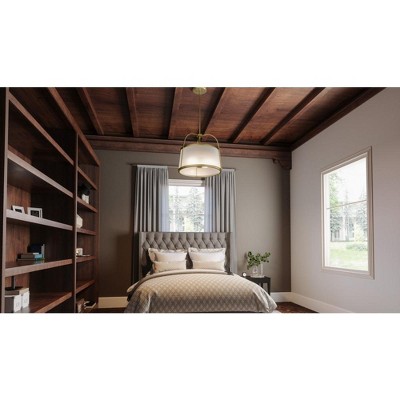 York 20" Weathered Brass Drum Pendant Light