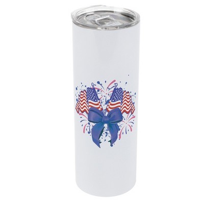 Elanze Designs 20 Ounce Stainless Steel On the Go Travel Tumbler With Push Top Lid, American Flag