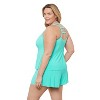 Aqua Green, Women's Ladder Trim Racerback Tankini - 2 of 3