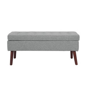 TiramisuBest 43.3" Brown PU Leather Storage Bench Ottoman for Bedroom, Entryway & Foot of Bed - 1 of 4