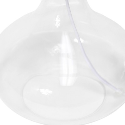 Clear Glass Gourd Nightstand Lamp with Gray Barrel Shade