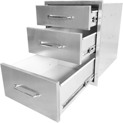 Outdoor Kitchen Drawer, 3-Layer Stainless Steel Flush Mount BBQ Drawer for Outdoor Kitchens & BBQ Islands