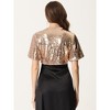 INSPIRE CHIC Women's Sequin Jacket Flared Sleeve Sparkly Bolero Crop Glitter Shrug - 3 of 4