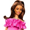 Barbie Fashionistas Doll #217 with Brown Wavy Hair & Pink Dress, 65th Anniversary - 3 of 4
