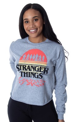 Stranger Things Women's Distressed Group Logo Skimmer Long Sleeve Shirt Adult