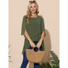 INSPIRE CHIC Women's High Low Hem Scoop Neck Asymmetrical 3/4 Sleeve Summer Top - 4 of 4