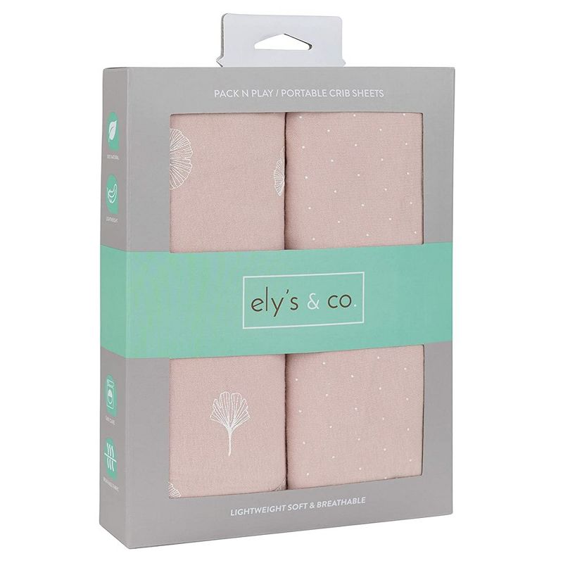 Ely's & Co. Baby Fitted Pack n Play - Mini Crib Sheet  100% Combed Jersey Cotton Pink for Baby Girl 2 Pack, 4 of 7