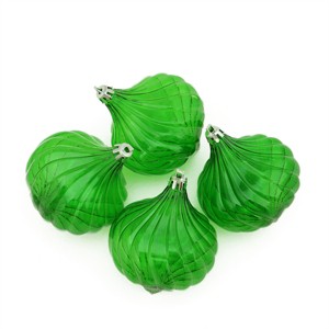 Northlight 4ct Transparent Onion Drop Shatterproof Christmas Ornament Set 4.5" - Green - 1 of 1