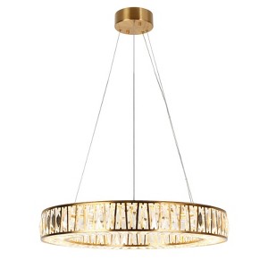 LNC Laycantonic 1-Lights 25.6" Luxury and Glam Drum Crystal Integrated LED Chandelier, Gold - 1 of 4