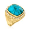 Ross-Simons Turquoise and 0.70 ct. t.w. White Zircon in 18kt Gold Over Sterling - 3 of 4