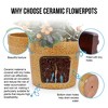 NAYSAYE Planter Set of 3 Ceramic Flowerpot Modern Sleek Design for Indoor Outdoor Garden, Yellow, 15"*15"*13" - 4 of 4