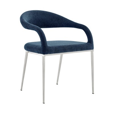 Morgan Light Blue Faux Leather Upholstered Side Chair with Metal Legs