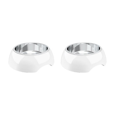 Pet Adobe Stainless Steel Nonslip Pet Bowls - 24 oz. - Set of 2, White