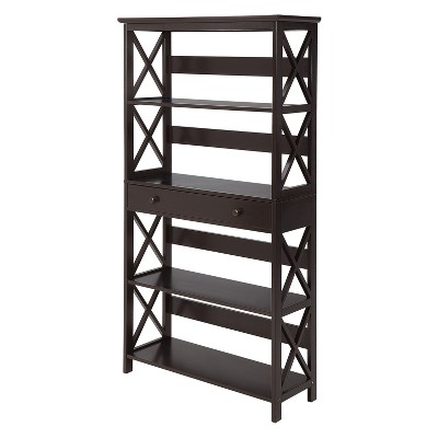 59.75" Oxford 5 Tier Bookcase with Drawer Espresso - Breighton Home