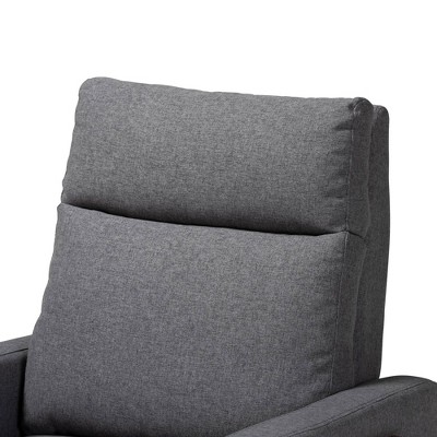 Gray Leather and Wood Mid-Century Modern Recliner