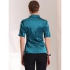 Allegra K Women's Casual Short Sleeve Satin Work Business Workwear Button Down Shirt - 3 of 4