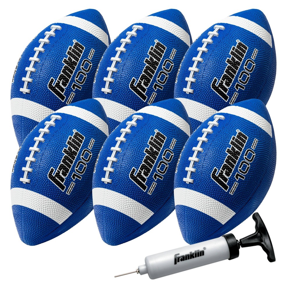 Franklin Sports Grip Rite 100 Jr Football - Blue 6pk