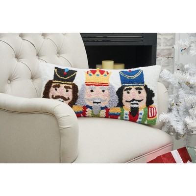 Nutcracker Trio Multicolor Cotton Canvas Rectangular Throw Pillow