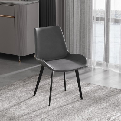 WJSHome Modern Dining Chairs Set of 8, Minimalist Kitchen & Dining Room Chairs, Upholstered PU Leather Cushion Seat and Sturdy Metal Legs