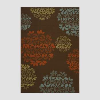 Henley Floral Outdoor Rug Brown/Blue - Christopher Knight Home