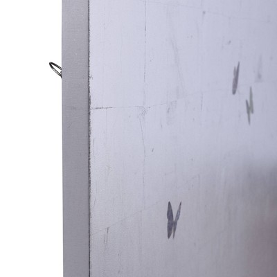 Large Silver Canvas with Textured Butterflies Abstract Art