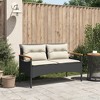 vidaXL Patio Bench with Cushions 45.7"x24.6"x29.1" Black Poly Rattan - Black - 3 of 4