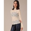 INSPIRE CHIC Women's Floral Lace Mesh Mock Neck Long Bell Sleeve Casual Dressy Blouse - 2 of 4
