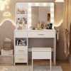 Vanity Desk with LED Lighted Mirror, 3 Lighting Colors Makeup Vanity Desk with 5 Large Drawers and 3 Storage Shelves - 2 of 4