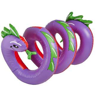Swim Central Inflatable Purple and Green Two Headed Curly Serpent Swimming Pool Float Toy, 96-Inch