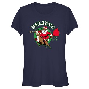 Juniors Womens Lost Gods Believe Santa Candy Cane T-Shirt - 1 of 4
