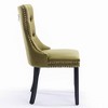 Kumasinova Set of 2 Upholstered Velvet Dining Chairs with High Backrest, Solid Wood Kitchen Chairs with Decorative Rivets, Modern Armless Chairs - 3 of 4