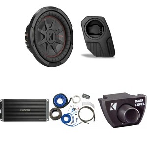 Kicker 48CWRT102 Subwoofer BR-DS10U Add-On & 47KEY5001, Bass Knob, CK8 Amp Kit Bundle Compatible With 2021-2025 Ford Bronco 4-Door Rear Door - 1 of 4