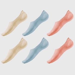 Alilang Women's Solid No Show Socks Non Slip Cotton 6Pk - 1 of 4