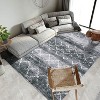 8x10 Washable Neutral Area Rug, Low Pile Modern Trellis Carpet, Non-Slip Farmhouse Floor Cover for Living Room Bedroom, Grey - 3 of 4